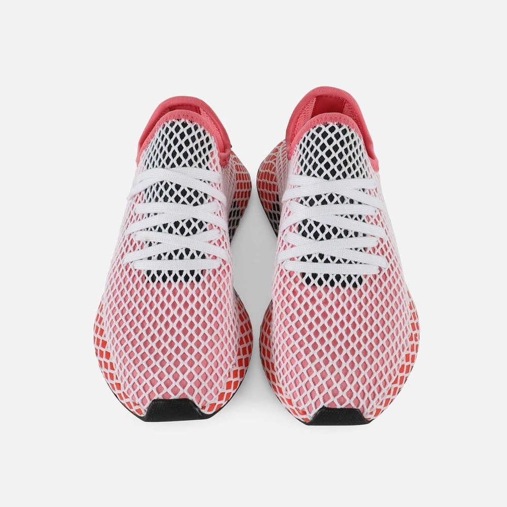 Adidas Women's Red and White Mesh Sneakers